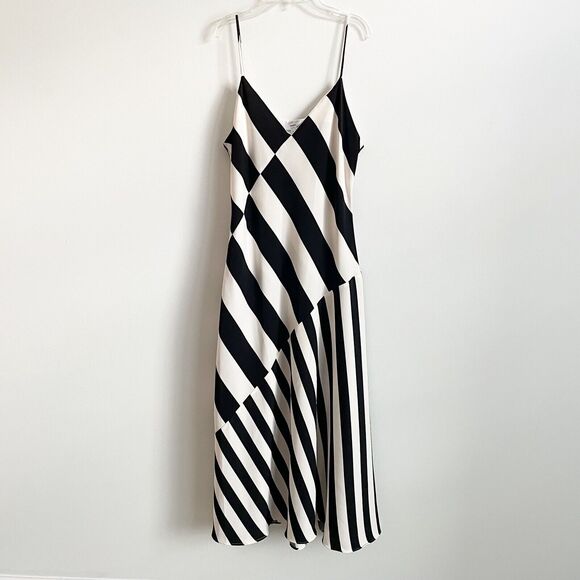 Saunders Collective Plus Size 14 Black White Striped Dress Full Length Maxi - Picture 1 of 7
